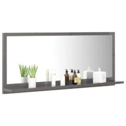 VidaXL Badkamerspiegel 90x10,5x37 Cm Spaanplaat Hoogglans Grijs -Woonmeubelwinkel 0287a6a428be415f95a12cd20fcc8e26