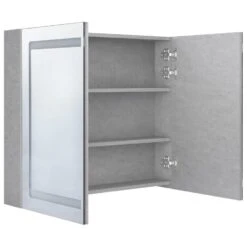 VidaXL Badkamerkast Met Spiegel En LED 80x12x68 Cm Betongrijs -Woonmeubelwinkel 05e0a3841dbd4c979fd07556448da6d8