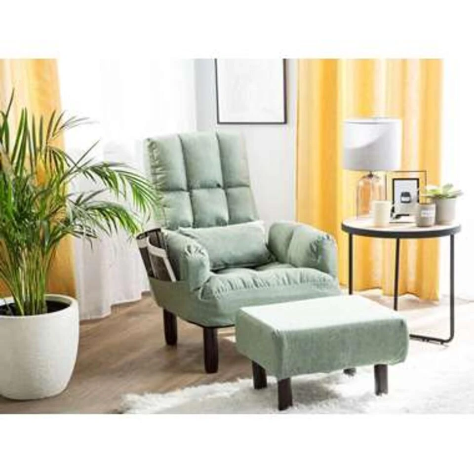 Beliani Fauteuil OLAND - Groen Polyester 4 Beliani Fauteuil OLAND - Groen Polyester - Afbeelding 2