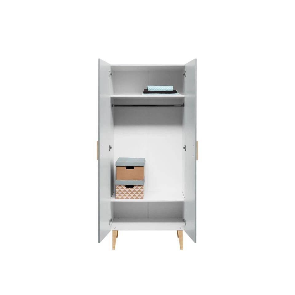 Bopita Emma 2-deurskast - Wit/Grijs 4 Bopita Emma 2-deurskast - Wit/Grijs - Afbeelding 2