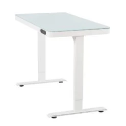 Elektrisch Verstelbaar Bureau / Thuiswerkplek - 120x60 Cm - Glas Wit -Woonmeubelwinkel 1000019379 0103