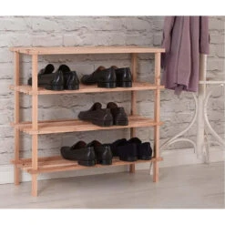 Merkloos Schoenenrek - Hout - 4-laags - 77 X 26 X 65 Cm -Woonmeubelwinkel 1000021643 0102