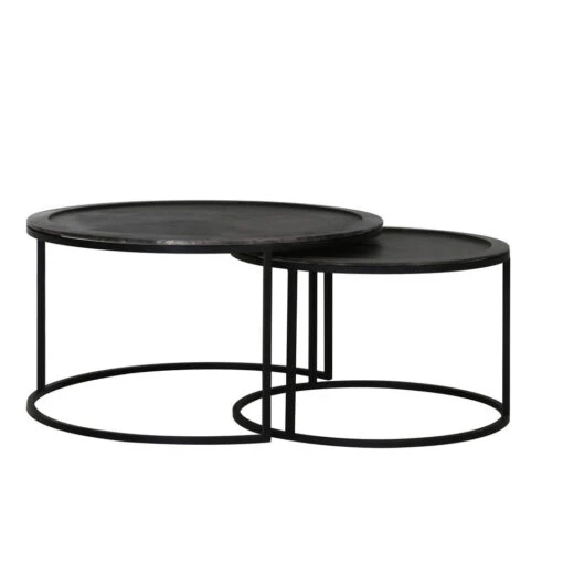 Salontafel Talca - Antiek Lood - Ø60+Ø78cm