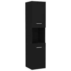 VidaXL Badkamerkast 30x30x130 Cm Bewerkt Hout Zwart