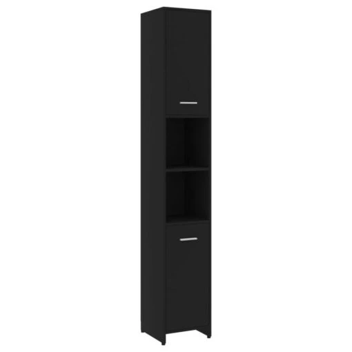 VidaXL Badkamerkast 30x30x183,5 Cm Spaanplaat Zwart