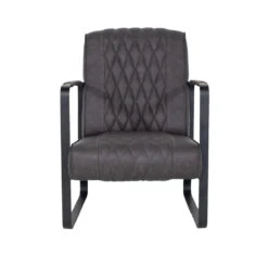 Giga Meubel Fauteuil Antraciet - PU-Leer - 62x80x82cm - Iwan