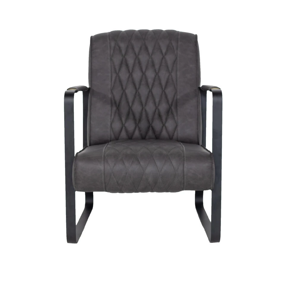 Giga Meubel Fauteuil Antraciet - PU-Leer - 62x80x82cm - Iwan 3 Giga Meubel Fauteuil Antraciet - PU-Leer - 62x80x82cm - Iwan