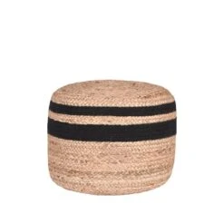 LABEL51 Poef Jute - Zwart - Jute - 50cm