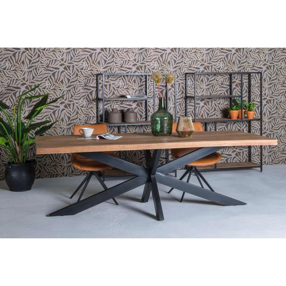 Brix - Eetkamertafel Brix Sturdy - Spider - 200 Cm - Mangohout - Bruin 4 Brix - Eetkamertafel Brix Sturdy - Spider - 200 Cm - Mangohout - Bruin - Afbeelding 2
