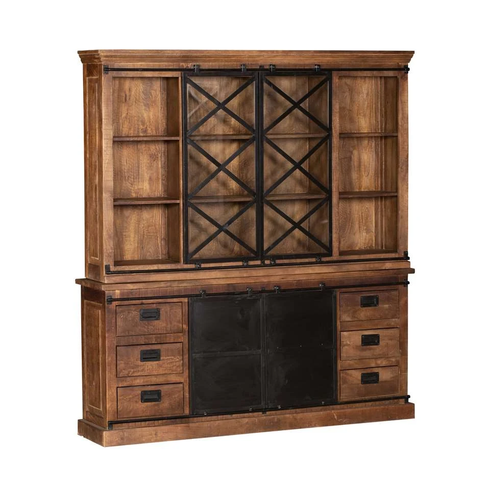 Livingfurn - Kabinetkast Tamar - 45x200x220 - Mangohout - Bruin 4 Livingfurn - Kabinetkast Tamar - 45x200x220 - Mangohout - Bruin - Afbeelding 2