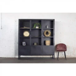 Giga Meubel Vitrinekast Urban XXL Zwart - Metaal - 180x40x200cm -Woonmeubelwinkel 1000031008 0102