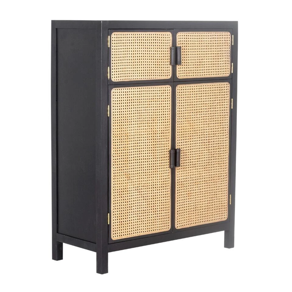 Giga Meubel Opbergkast Webbing Naturel/Zwart - 90x40x120cm - Kast Novi 3 Giga Meubel Opbergkast Webbing Naturel/Zwart - 90x40x120cm - Kast Novi