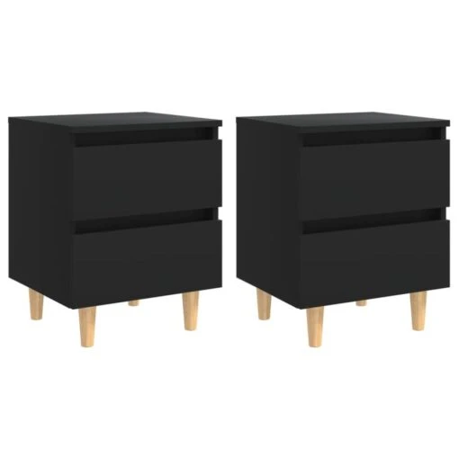 VidaXL Nachtkastjes 2 St Met Grenenhouten Poten 40x35x50 Cm Zwart