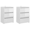 VidaXL Nachtkastjes 2 St 40x35x62,5 Cm Spaanplaat Hoogglans Wit -Woonmeubelwinkel 1000032712