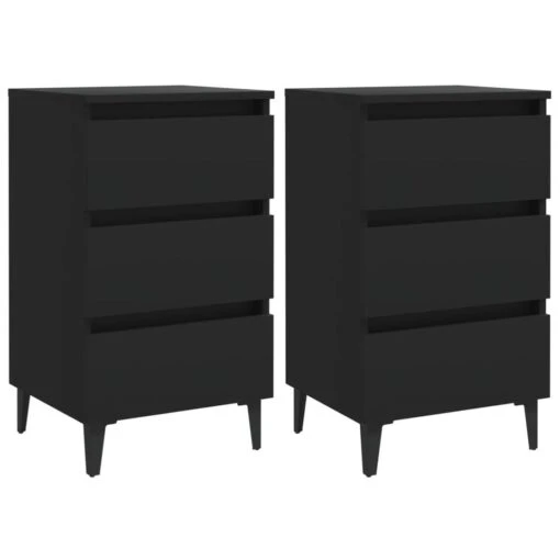 VidaXL Nachtkastjes 2 St Met Metalen Poten 40x35x69 Cm Zwart