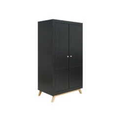 Bopita Nora 2-deurskast - Mat Zwart/Naturel -Woonmeubelwinkel 1000033033 0102