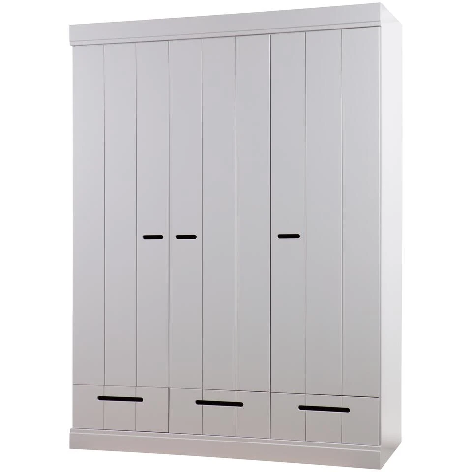 WOOOD Connect Kast 3-Deurs Met Lade - Grenen - Betongrijs - 195x140x53 3 WOOOD Connect Kast 3-Deurs Met Lade - Grenen - Betongrijs - 195x140x53