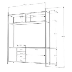 Giga Meubel Tv-kast Zwart Metaal - 4-Lades - 160x42x200cm - Fik -Woonmeubelwinkel 1000038965 0102