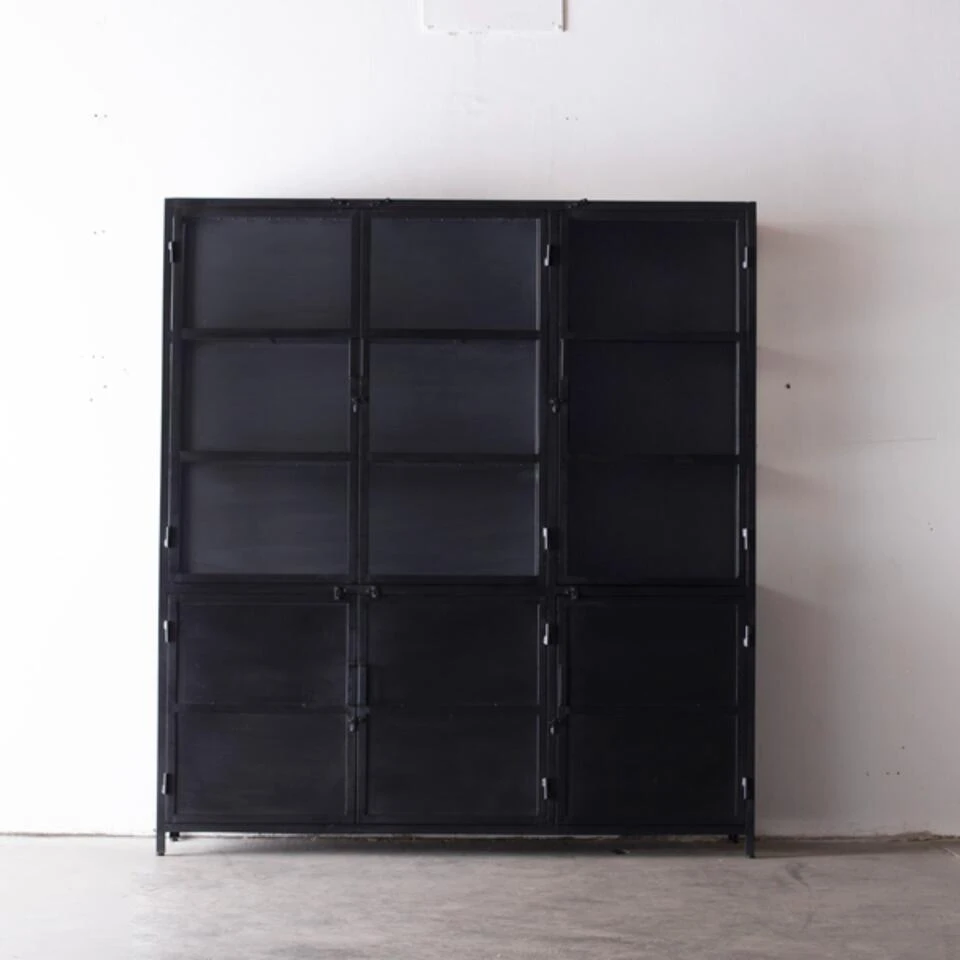 Giga Meubel Vitrinekast Zwart Metaal - 6-deurs - Glas/Metaal - Lotte 3 Giga Meubel Vitrinekast Zwart Metaal - 6-deurs - Glas/Metaal - Lotte