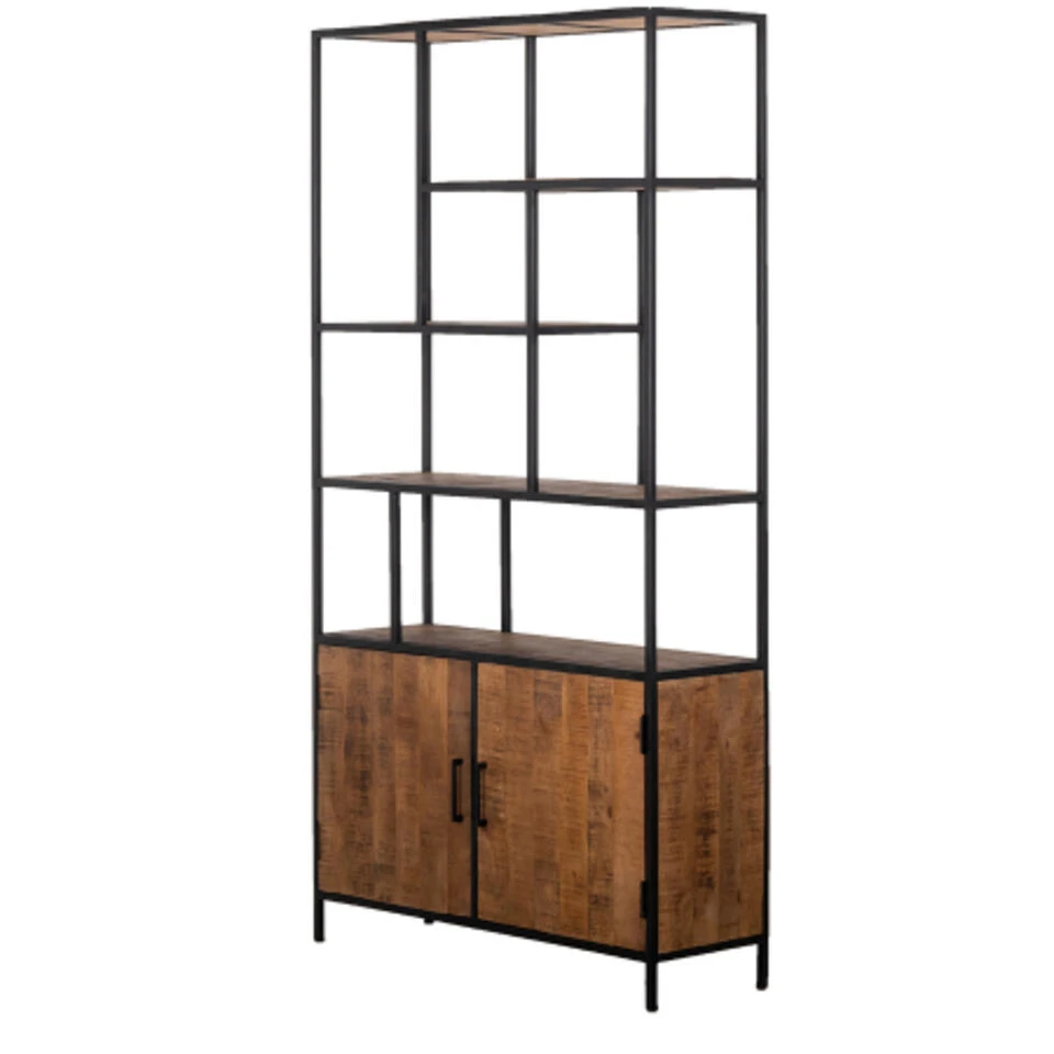 Giga Meubel Wandkast Hout/IJzer - 7 Vakken - 110x36x210cm - Ruben 4 Giga Meubel Wandkast Hout/IJzer - 7 Vakken - 110x36x210cm - Ruben - Afbeelding 2