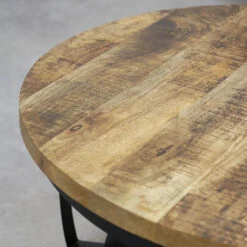 Industriële Salontafel Oxis 90 Cm - 90x90x44 Cm - Mangohout - Bruin -Woonmeubelwinkel 1000041807 0102