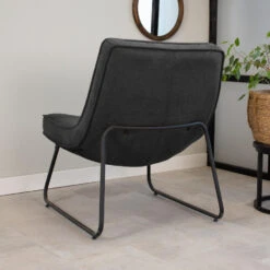 Industriële Fauteuil Antraciet Lowen Eco Leer - Leder - Grijs -Woonmeubelwinkel 1000042008 0102
