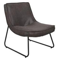 Industriële Fauteuil Antraciet Lowen Eco Leer - Leder - Grijs
