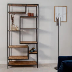 Industriële Boekenkast Phyllon Metaal Met Hout 42x92x193 Cm Mangohout 9 Industriële Boekenkast Phyllon Metaal Met Hout 42x92x193 Cm Mangohout -Woonmeubelwinkel 1000042291 0103