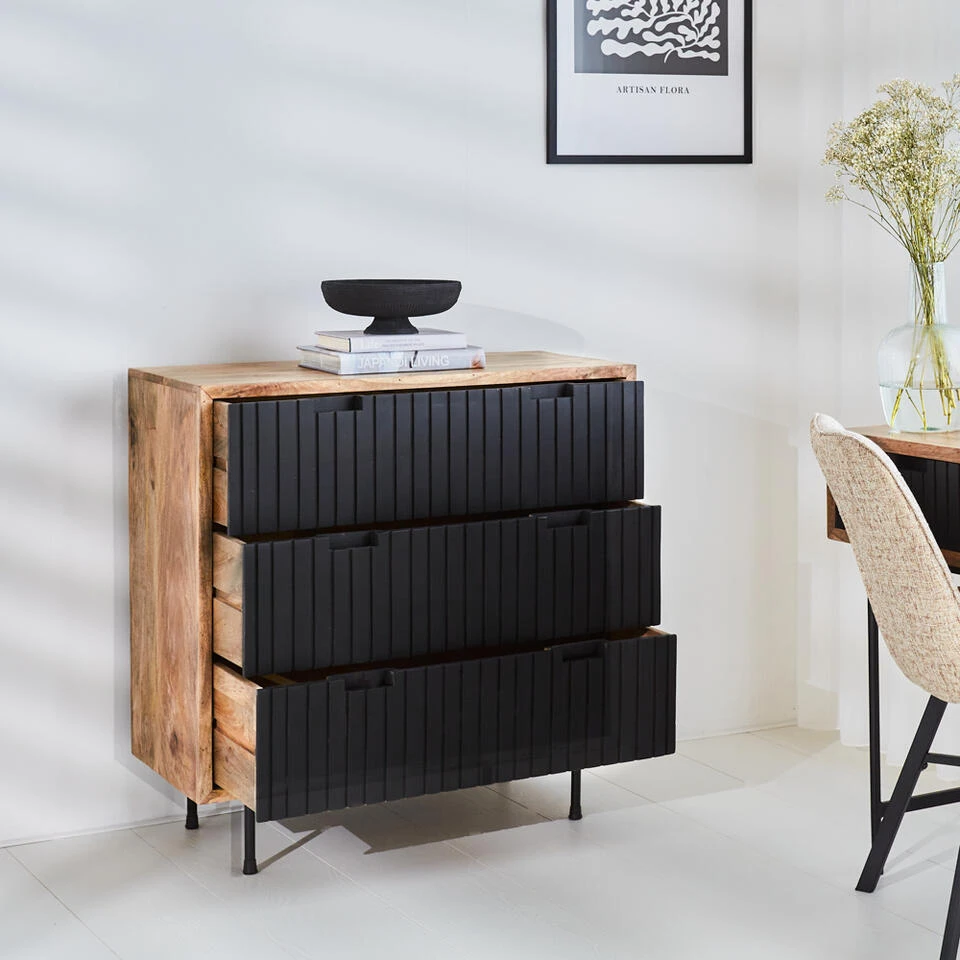 Industriële Ladekast Felix Zwart Mangohout 90x90 Cm 40x90x90 Cm Mangohout 4 Industriële Ladekast Felix Zwart Mangohout 90x90 Cm 40x90x90 Cm Mangohout - Afbeelding 2