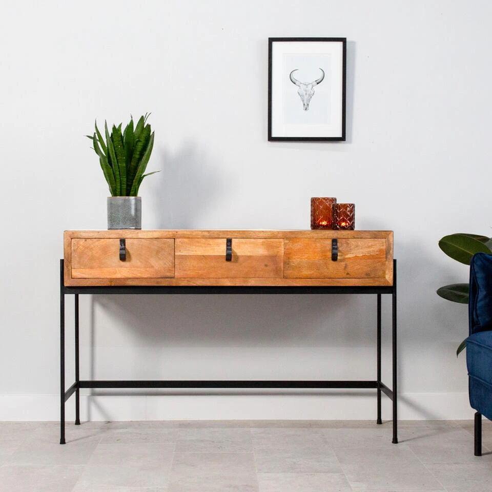 Industriële Sidetable Morgan 3 Lades Mangohout 40x120x79 Cm Mangohout 5 Industriële Sidetable Morgan 3 Lades Mangohout 40x120x79 Cm Mangohout - Afbeelding 3