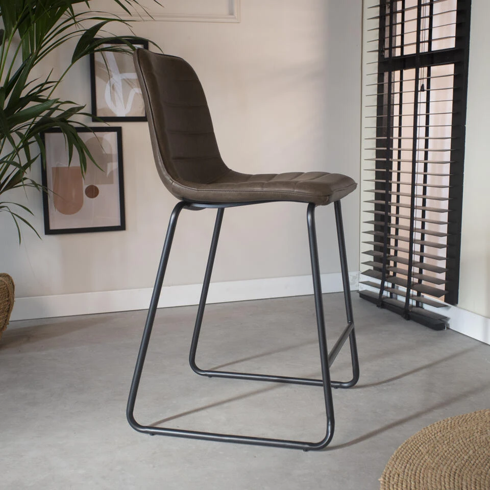 Industriële Barkruk Mark Taupe - Kunstleder - Taupe - 54,50x49x98 Cm 4 Industriële Barkruk Mark Taupe - Kunstleder - Taupe - 54,50x49x98 Cm - Afbeelding 2