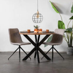 Giga Meubel - Ronde Eettafel 100cm - Hout - Metaal - 100x100x78 - Max -Woonmeubelwinkel 1000043026 0103