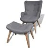 VidaXL Fauteuil Met Voetenbankje Grijs Stof -Woonmeubelwinkel 1000043975