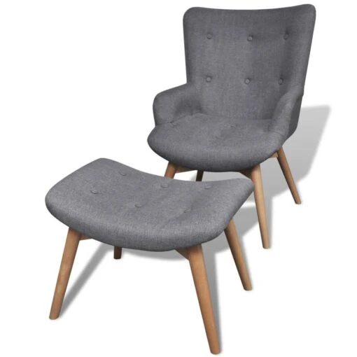 VidaXL Fauteuil Met Voetenbankje Grijs Stof