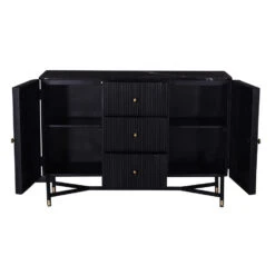 Giga Meubel Dressoir Zwart Met Marmer - Japandi Style - 120x38x85cm -Woonmeubelwinkel 1000044463 0103