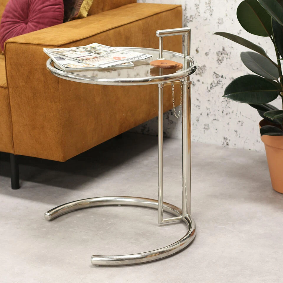 Moderne Bijzettafel Taffy Metaal Glas - 51x51x100 Cm - Glas - Zilverkleurig 4 Moderne Bijzettafel Taffy Metaal Glas - 51x51x100 Cm - Glas - Zilverkleurig - Afbeelding 2