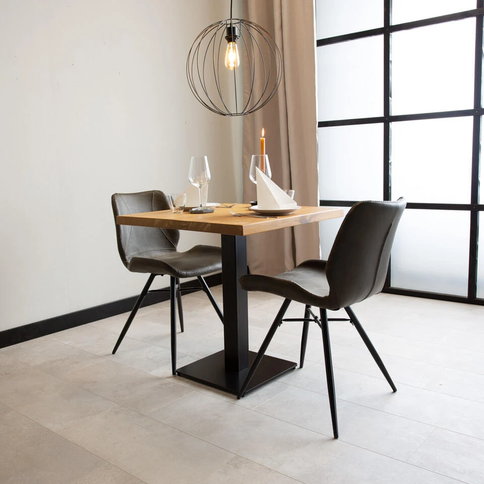 Industriële Bistrotafel 90x90 Vierkant Metaal Mangohout 90x90x73 Cm 4 Industriële Bistrotafel 90x90 Vierkant Metaal Mangohout 90x90x73 Cm - Afbeelding 2