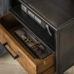 Hoyz - Nachtkastje Blend - 1 Lade - Zwart - Bruin -Woonmeubelwinkel 1000048447 0103