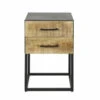 Hoyz - Nachtkastje Metal Wood - Massief Mangohout - Antiek Finish - 40x40x60 -Woonmeubelwinkel 1000048450