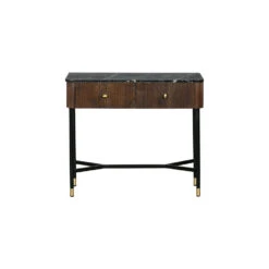 Giga Meubel Sidetable Bruin Met Marmer Blad - 90cm - Tafel Japandi -Woonmeubelwinkel 1000051407 0102