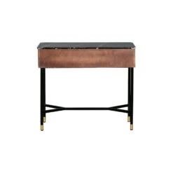 Giga Meubel Sidetable Bruin Met Marmer Blad - 90cm - Tafel Japandi -Woonmeubelwinkel 1000051407 0103