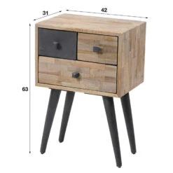 Giga Meubel Ladekast 2+1 Laden - Teakhout - Naturel - 31x42x63cm -Woonmeubelwinkel 1000051992 0103