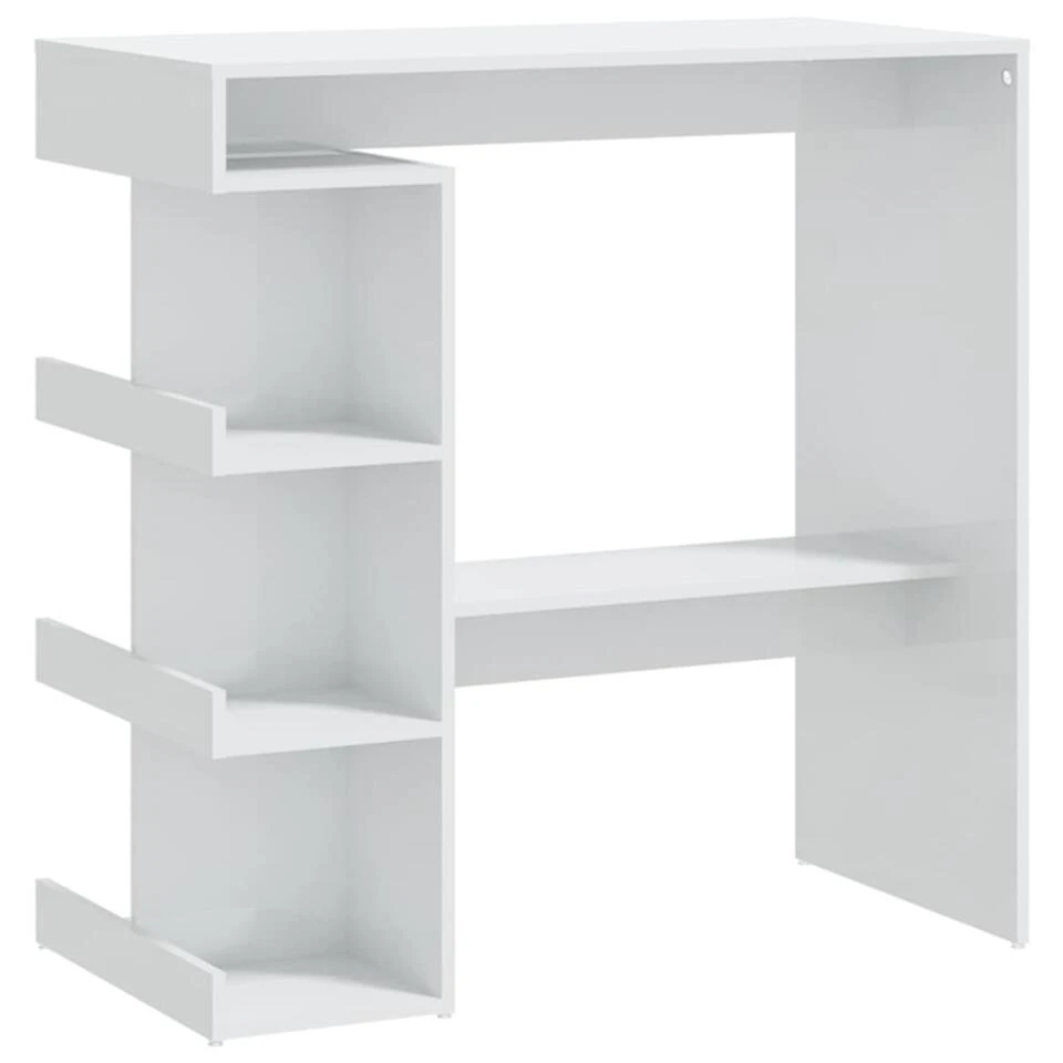 VidaXL Bartafel Met Opbergrek 100x50x101,5 Cm Hoogglans Wit 3 VidaXL Bartafel Met Opbergrek 100x50x101,5 Cm Hoogglans Wit