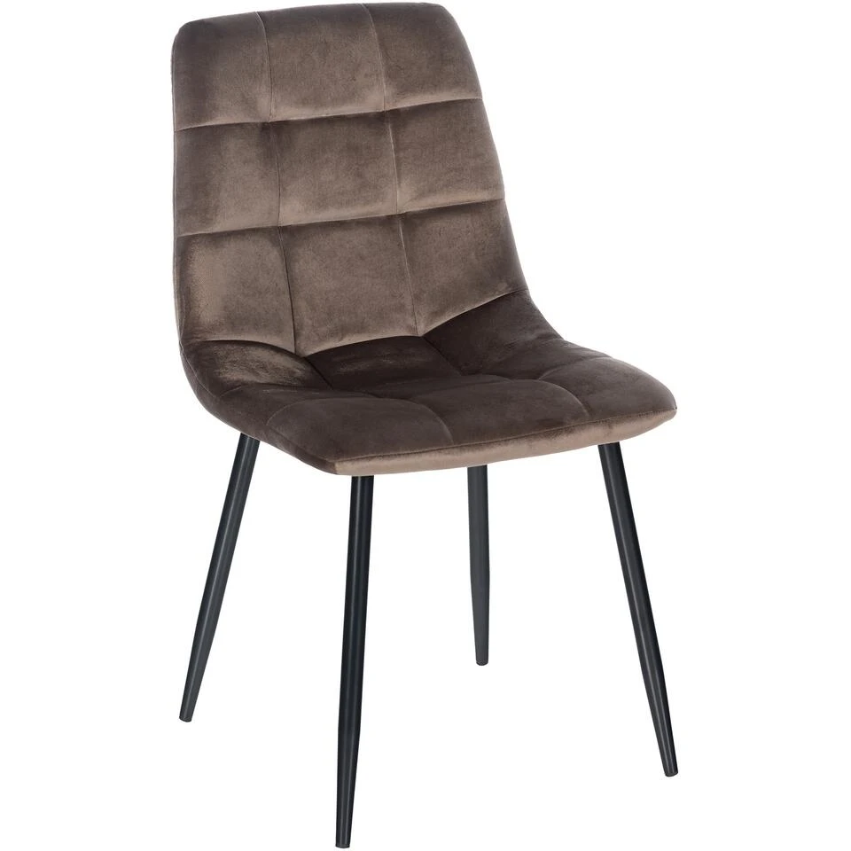 CLP Eetkamerstoel Tilde Fluweel Bruin 3 CLP Eetkamerstoel Tilde Fluweel Bruin