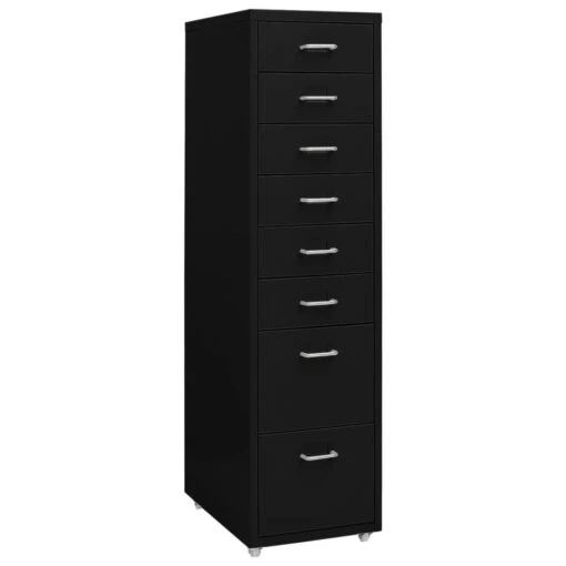 VidaXL Ladeblok Verrijdbaar 28x41x109 Cm Metaal Zwart