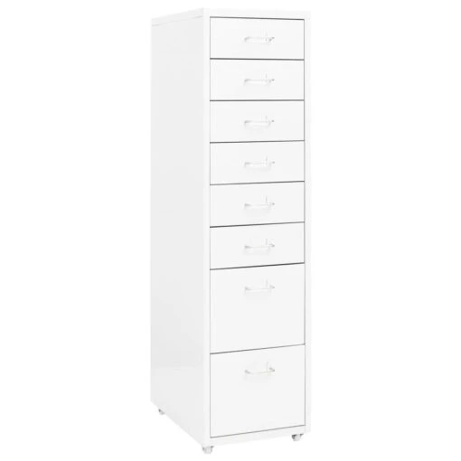 VidaXL Ladeblok Verrijdbaar 28x41x109 Cm Metaal Wit