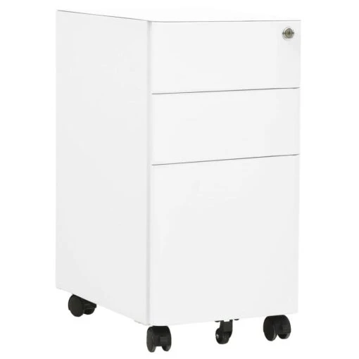 VidaXL Ladeblok Verrijdbaar 39x45x59 Cm Staal Wit