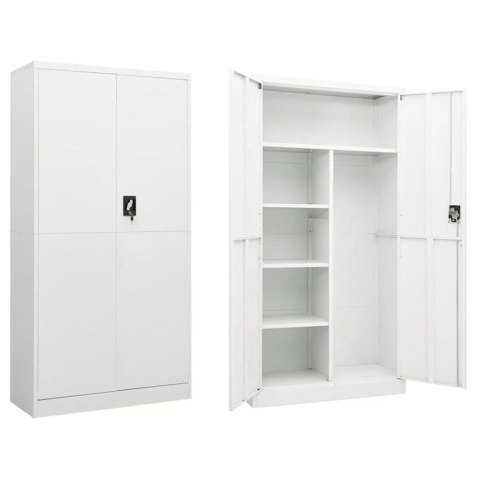 VidaXL Lockerkast 90x40x180 Cm Staal Wit 3 VidaXL Lockerkast 90x40x180 Cm Staal Wit