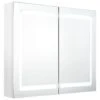 VidaXL Badkamerkast Met Spiegel En LED 80x12x68 Cm Glanzend Wit -Woonmeubelwinkel 1000055828