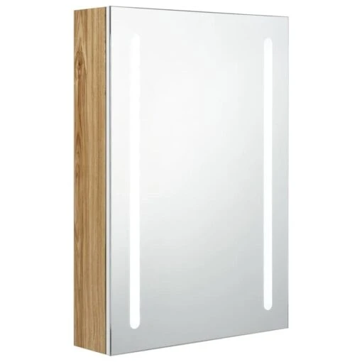 VidaXL Badkamerkast Met Spiegel En LED 50x13x70 Cm Wit En Eikenkleurig